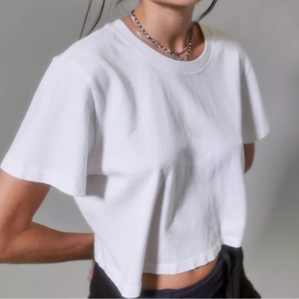 Urban outfitters best friend cropped white t-shirt